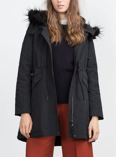 zara manteau capuche fourrure