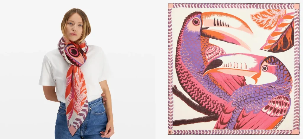 foulard inoui edition : TOUCAN ROSE